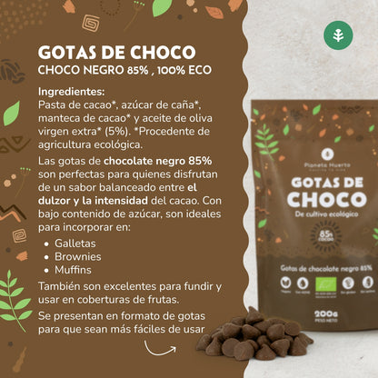 Gotas de Chocolate 85% cacao ECO Planeta Huerto 200 g