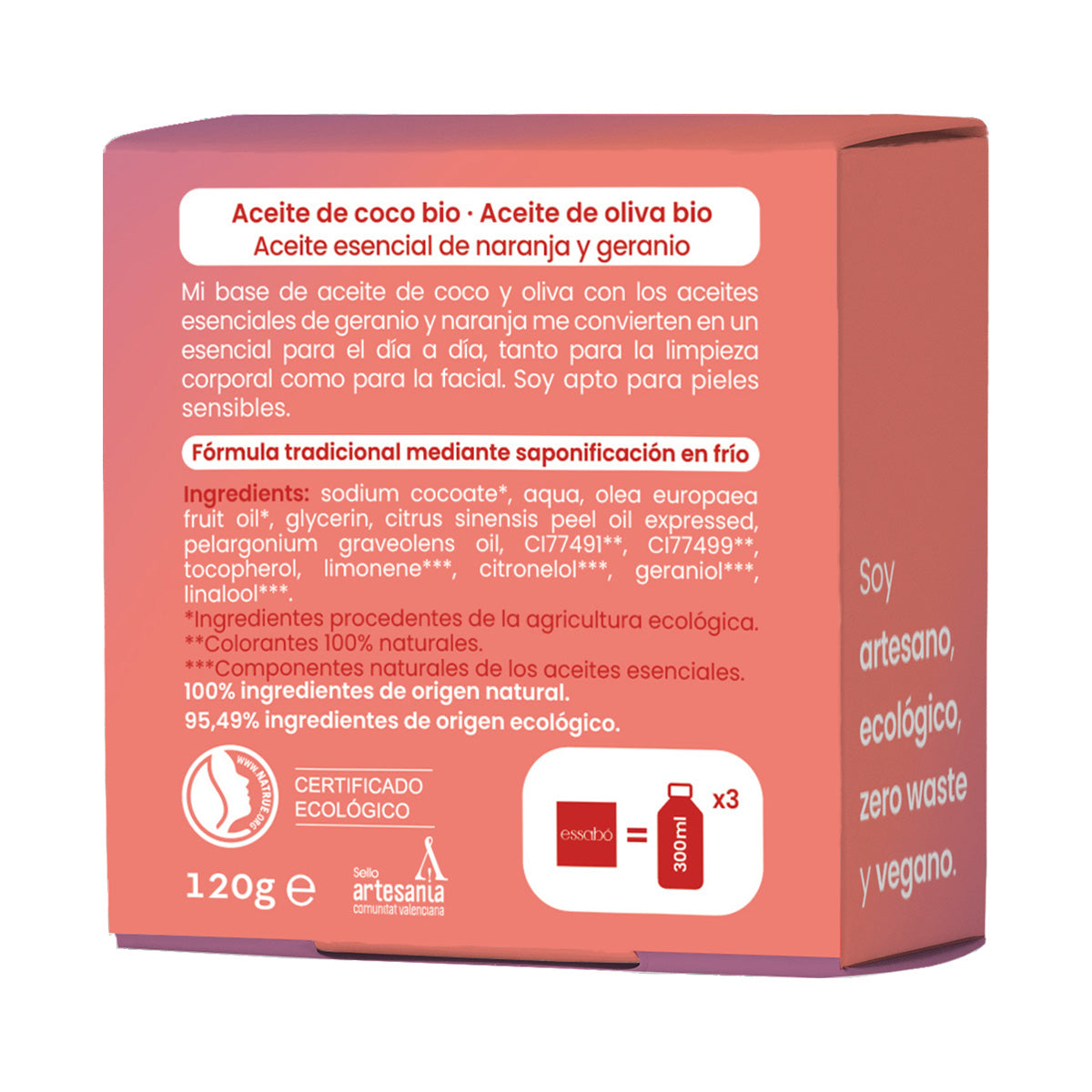 Jabón Sólido Ecológico Esencial Geranio ESSABÓ 120 g