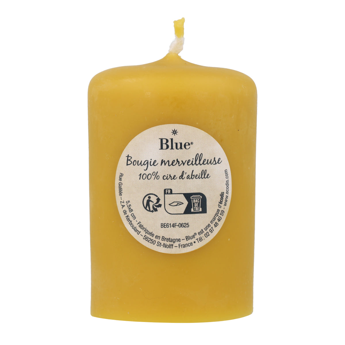 Vela de cera cilíndrica mediana 175 g Blue 6 uds