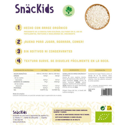 Snack ecológico para bebé +12 meses  Estrellas Arróz y Espinacas