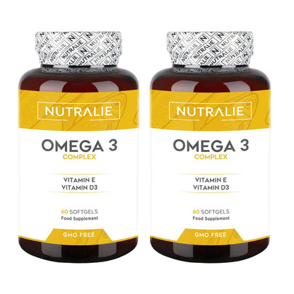 Pack 2x Nutralie Omega 3 Complex 2000mg + Vit E y D3 DHA EPA 60 softgels