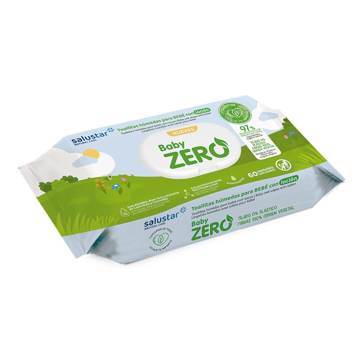 Pack 12 x Toallitas infantiles biodegradables Salustar 60 uds