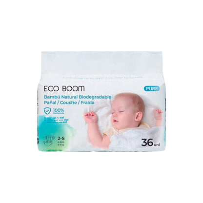 Pañal de Bambú Pure Premium ECO BOOM T2/S (3 a 8 Kg) 36 uds