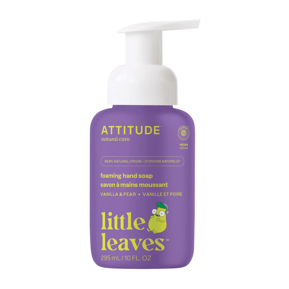 Jabón espumoso eco para manos niños pera y vainilla Attitude 295 ml