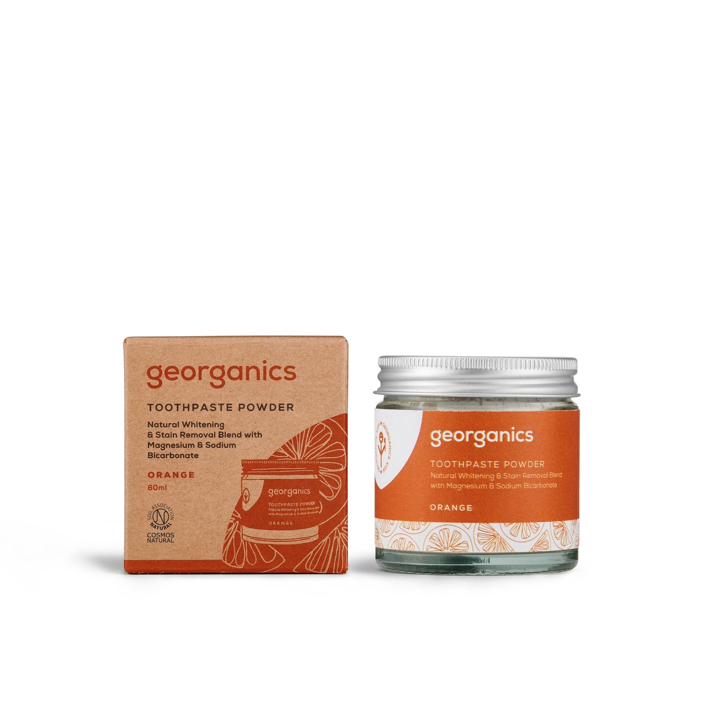Blanqueador Dental en polvo Bicarbonato y Naranja Georganics 60 ml