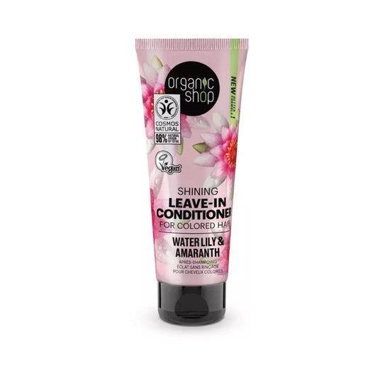 Acondicionador brillo sin aclarado para cabello teñido nenúfar y amaranto, Organic Shop 75 ml