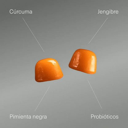 Cúrcuma con Jengibre y Pimienta Negra + Probioticos Aldous Bio 120 Gominolas