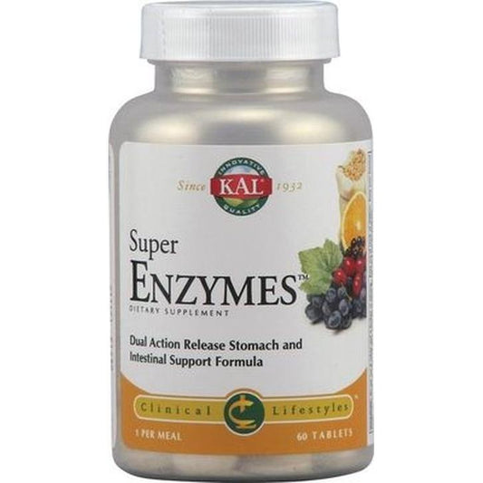 Super Enzymes Acción Prolongada Kal, 60 comprimidos