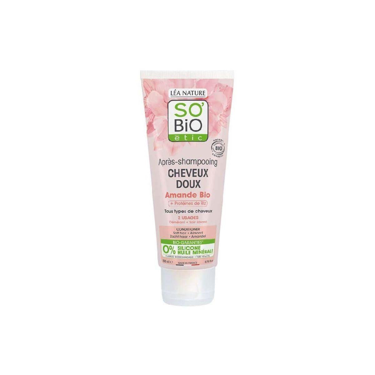 Acondicionador suave leche almendras & proteinas arroz So'Bio étic 200 ml