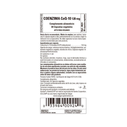 Coenzima CoQ10 (vegana), 30 cápsulas vegetales de 120mg