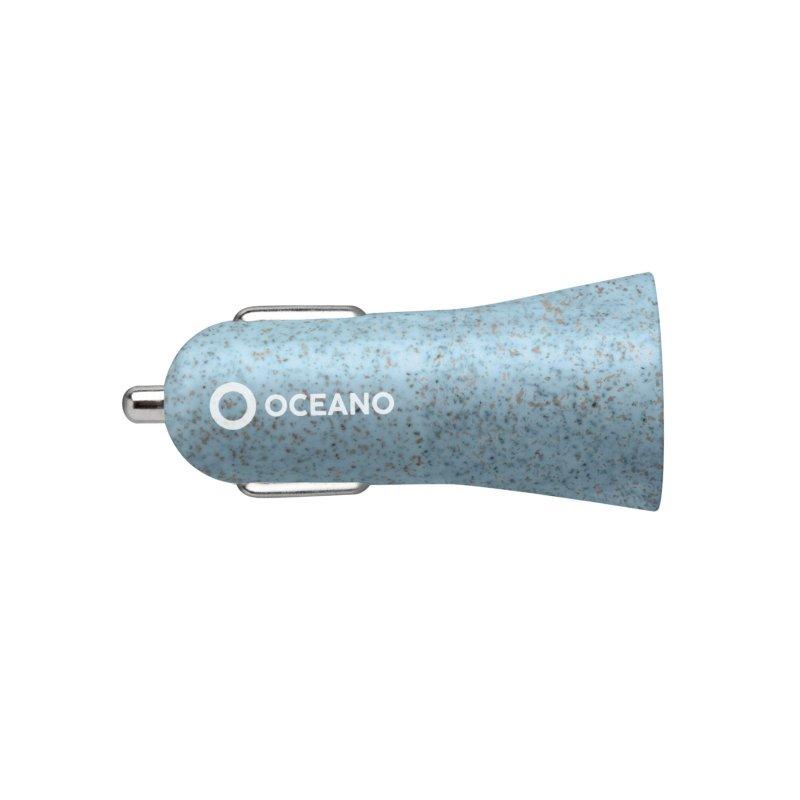 Cargador de viaje de 10 W de plástico reciclado - carga rápida, color azul SBS