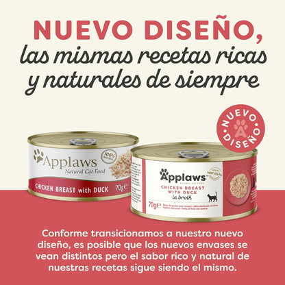 Applaws Cat Lata Pollo y pato 70g Comida húmeda para gatos natural grain free