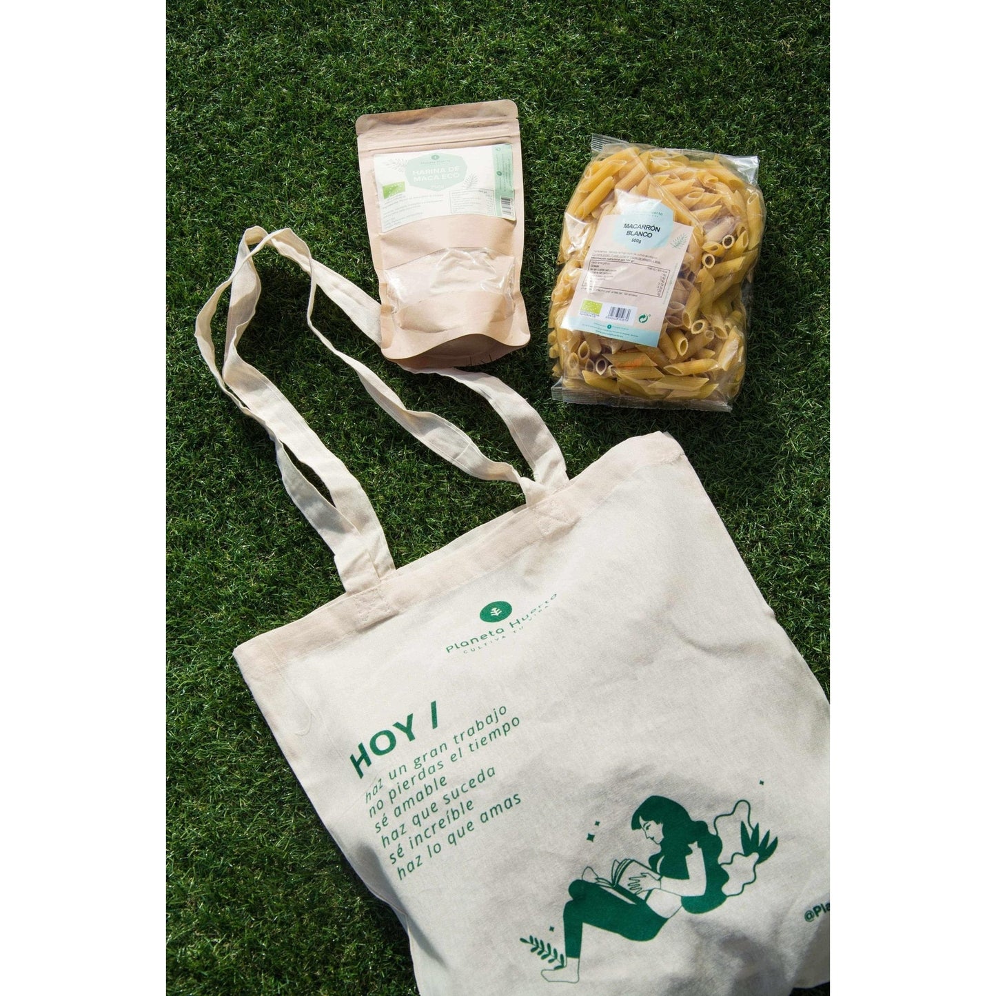 Bolsa de tela con diseño mujer Planeta Huerto 40cm x 40cm