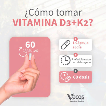 Vitamina D3 K2 Vecos 60 capsulas