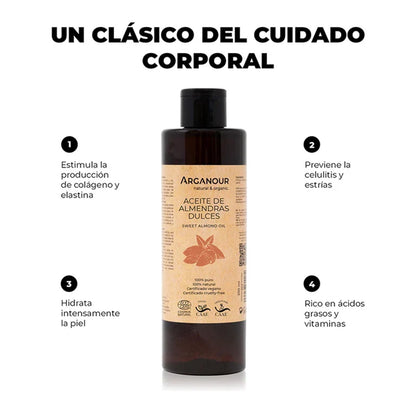 Aceite de almendras dulces 100% puro Arganour 250ml
