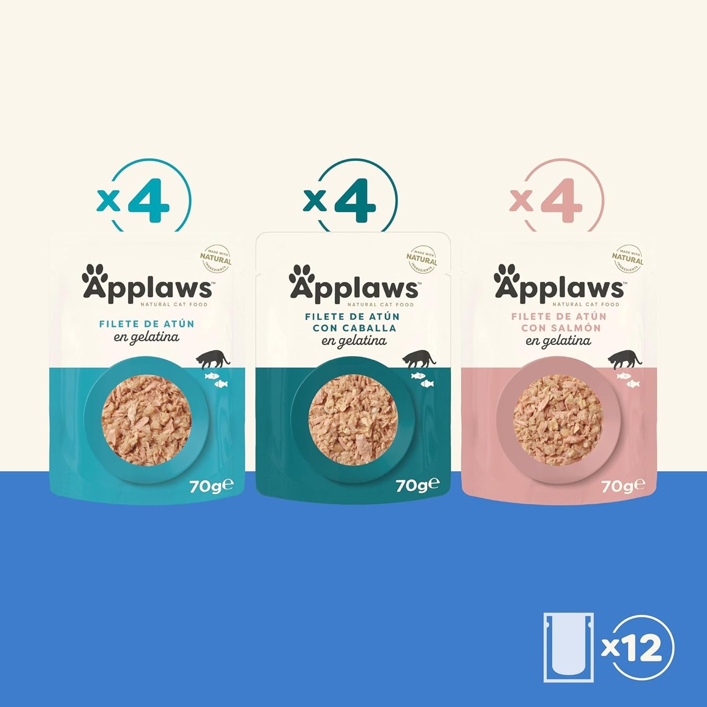 Applaws Cat Sobre Selección de Pescado Multipack 12 x 70 g Comida húmeda para gatos