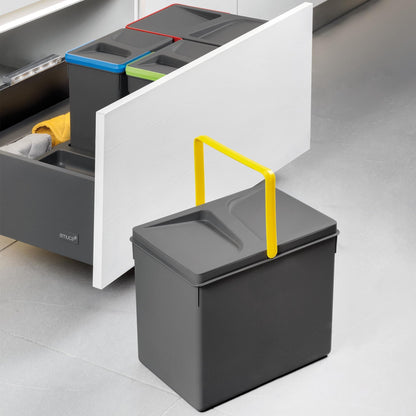 Contenedores para cajón de cocina Recycle, Altura 216, 2x12, Plástico gris antracita Emuca