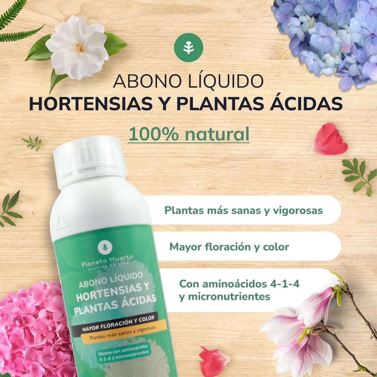 Abono Líquido Hortensias y Plantas Ácidas Planeta Huerto 250 ml
