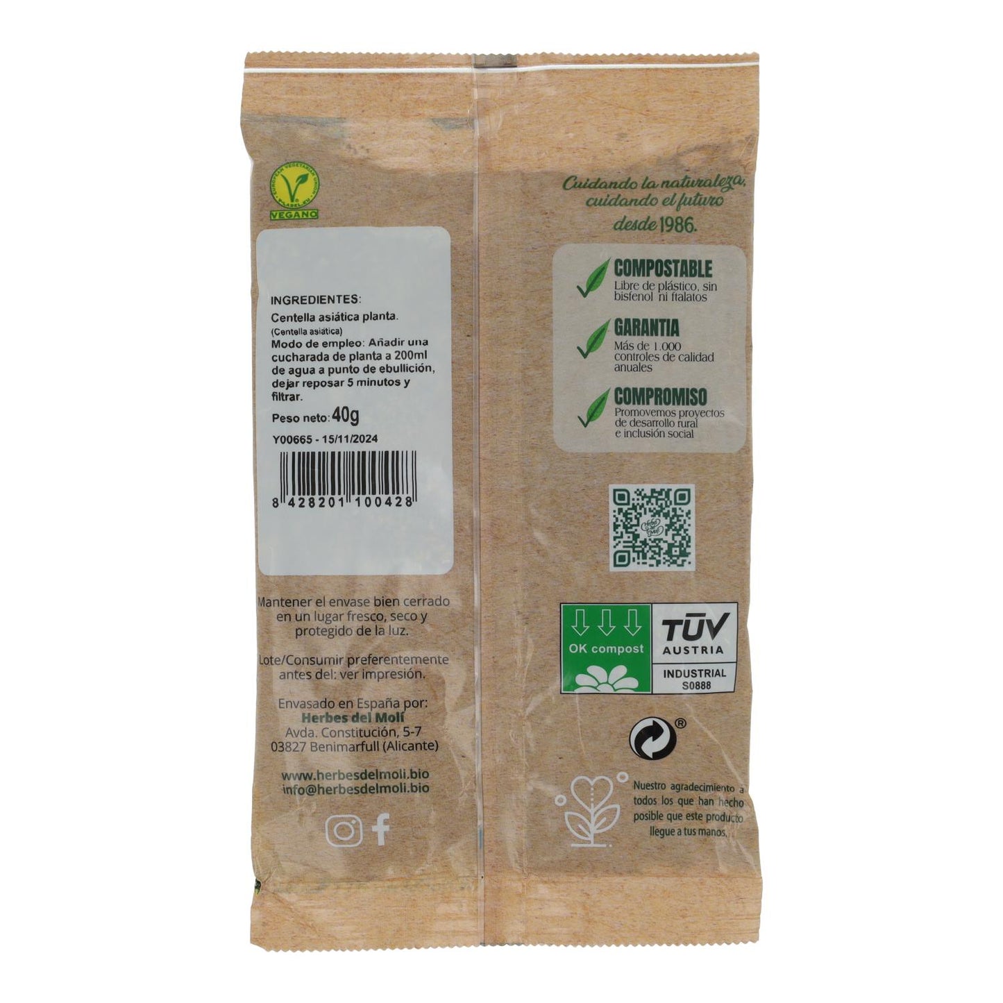 Centella Asiática Herbes del Molí, 40 gr