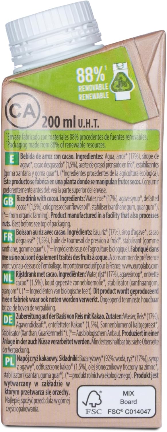 Bebida de Arroz Cacao Bio NaturGreen 200 ml