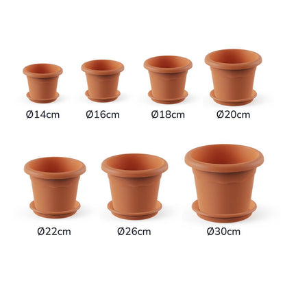 Pack maceta redonda con plato color terracota Terra 20 x 15 cm