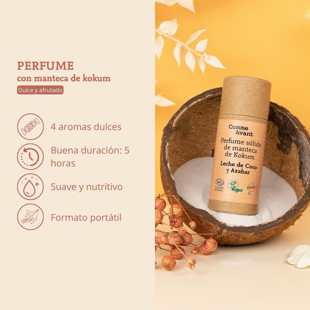 Perfume sólido dulce y afrutado con manteca de kokum Monoi Avainillado Comme Avant 20 ml