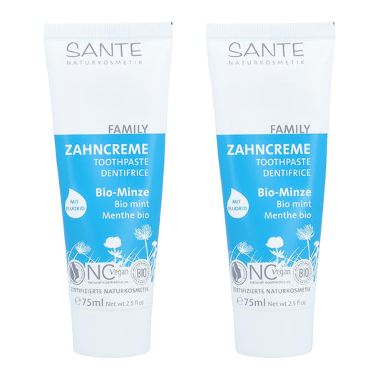 Pack x2 Dentífrico de menta con flúor Sante 75 ml