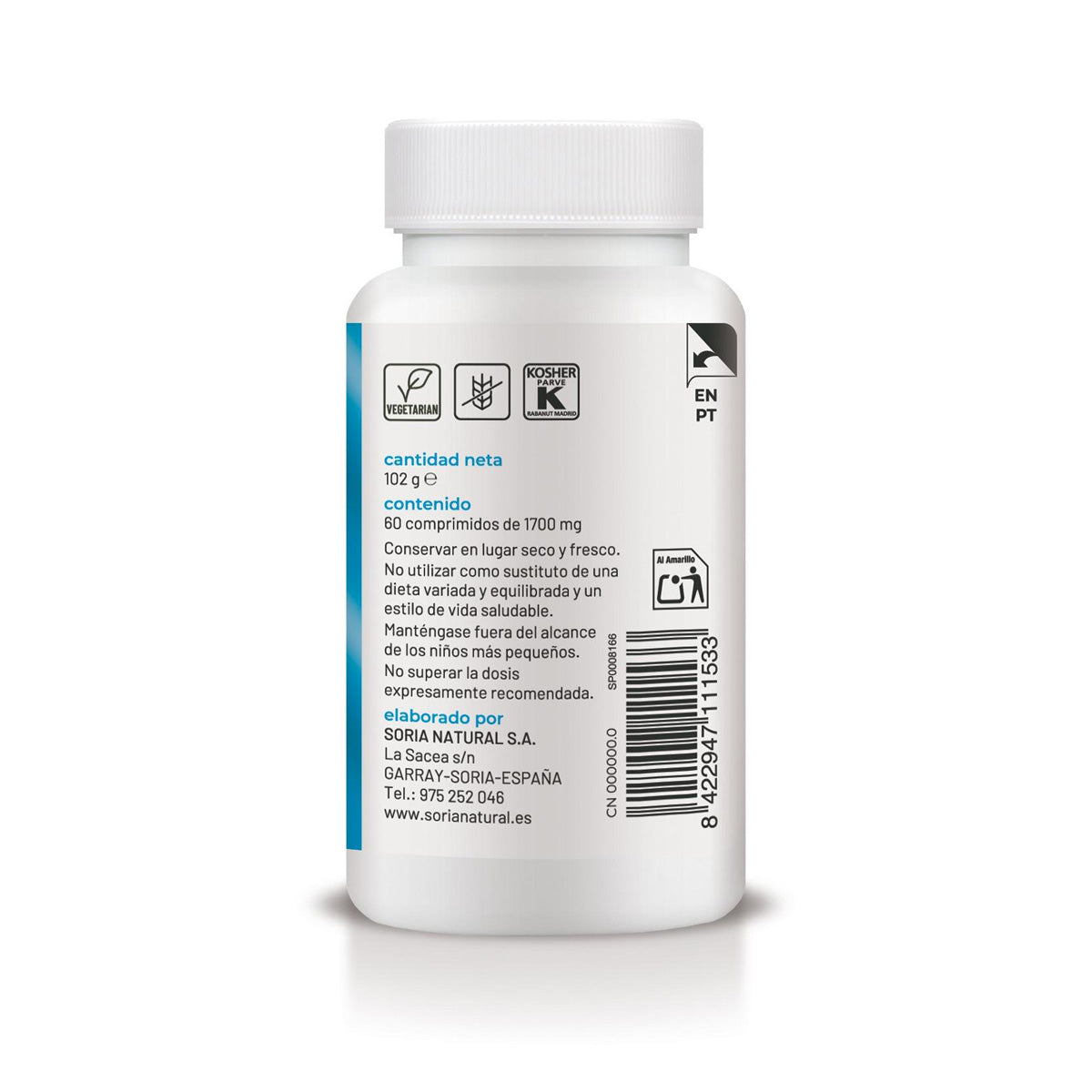 Calcio con Vitamina D3 liberación sostenida, Soria Natural, 60 comprimidos