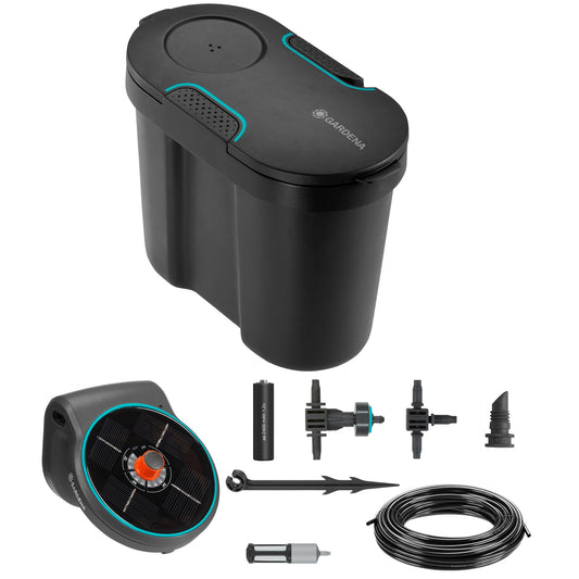 Set riego solar AquaBloom con depósito incluido Gardena