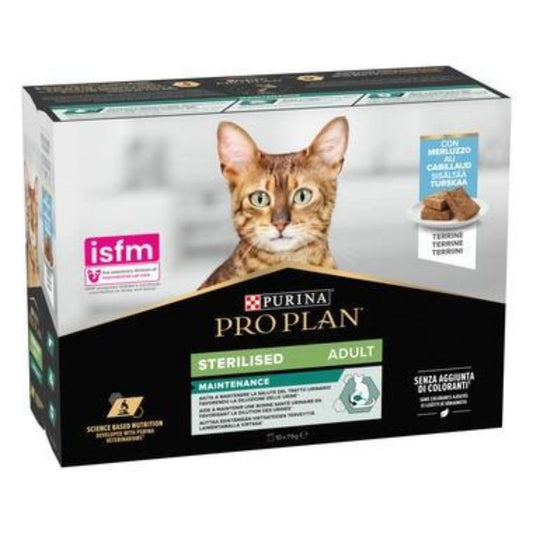 PURINA PRO PLAN Gato Húmedo ESTERILIZADO Terrine Bacalao Sobre 10x75g