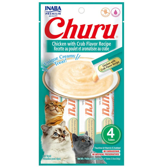 Churu Receta de pollo con cangrejo Snack cremoso para gatos 4x14 g