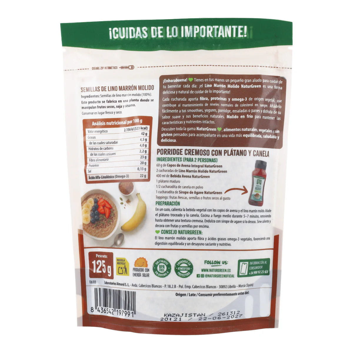 Semillas de Lino Marrón Molido NaturGreen 125 g